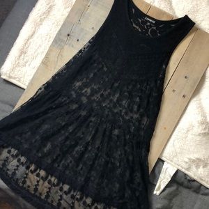Express black high low lace tank